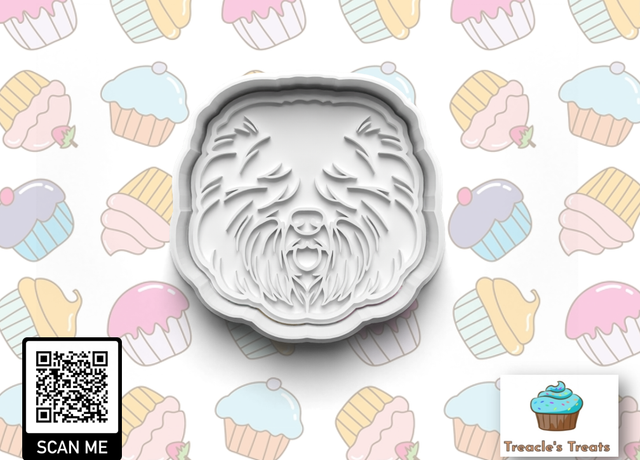Old English Sheepdog Head Fondant/cookie stamp with cutter