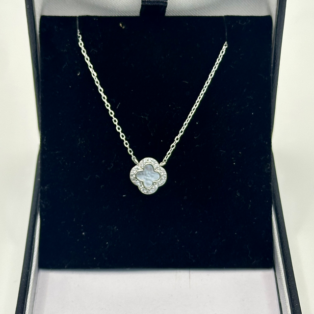 CZ Diamond & MOP Clover Necklace