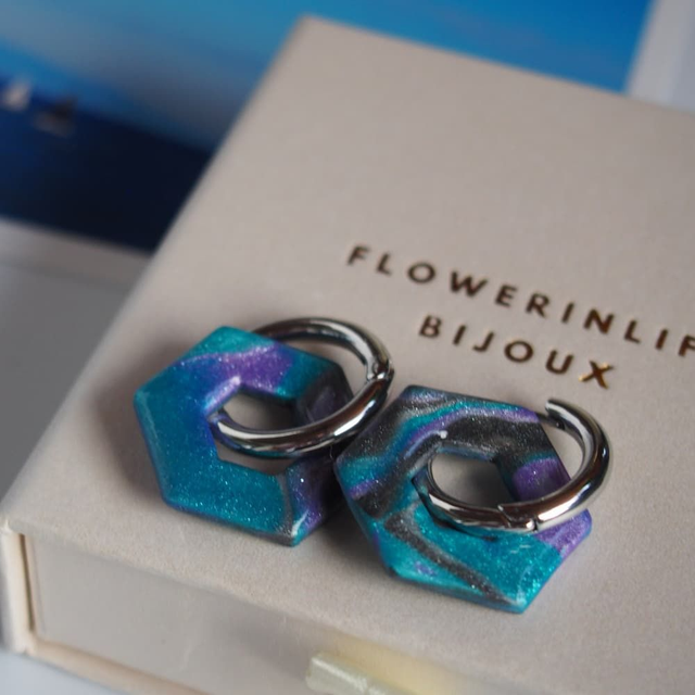 Boucles créoles abalone rio bleu 