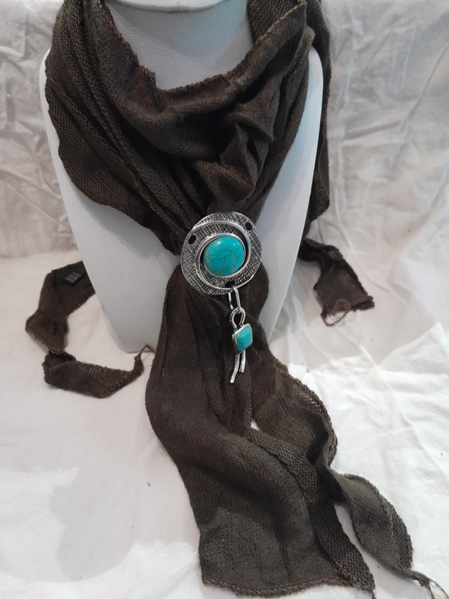 Foulard bijoux aimanté turquoise marron 