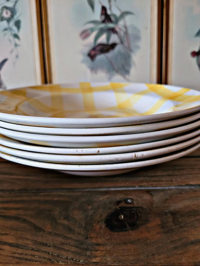 X Assiettes creuses Moulin des Loups Orchies modèle Nappe jaune