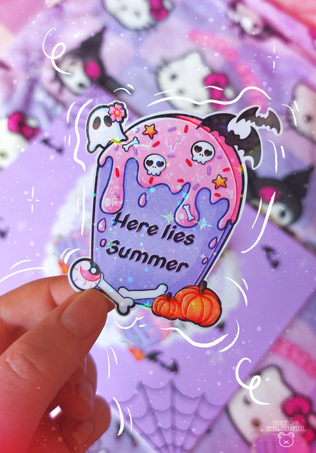 Sticker pierre tombale "here lies summer" 🦴