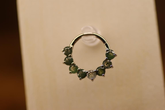 Moss Agated Hinged Ring