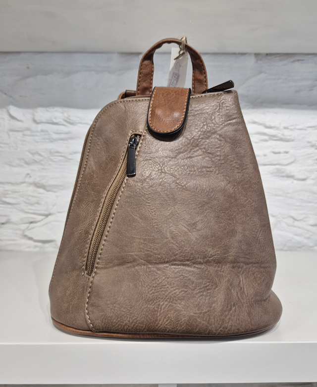 Convertible Backpack / Crossbody Bag with Adjustable Straps – Taupe