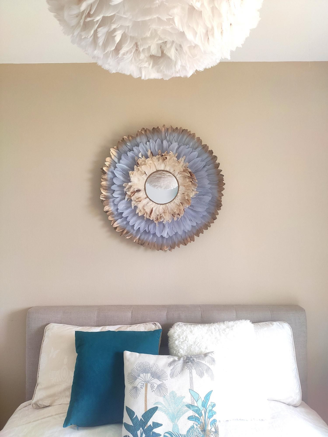 Jujuhat plumes grises dorées et plumes de coq