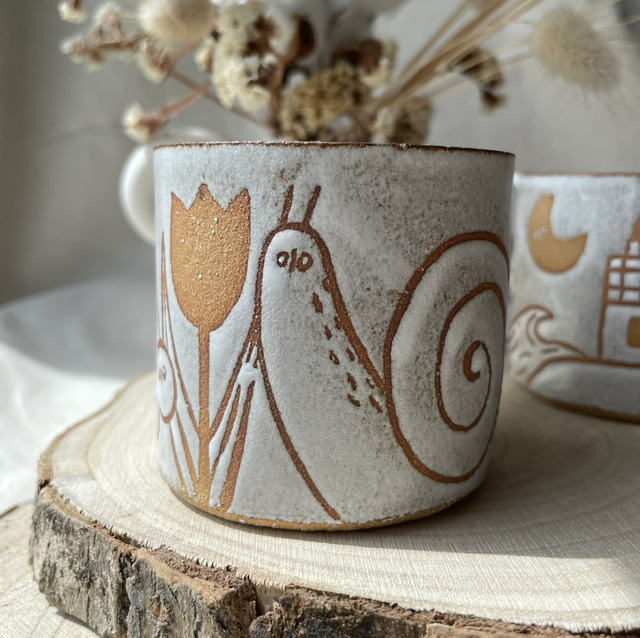 Tasse café illustré - escargot &amp; chenille