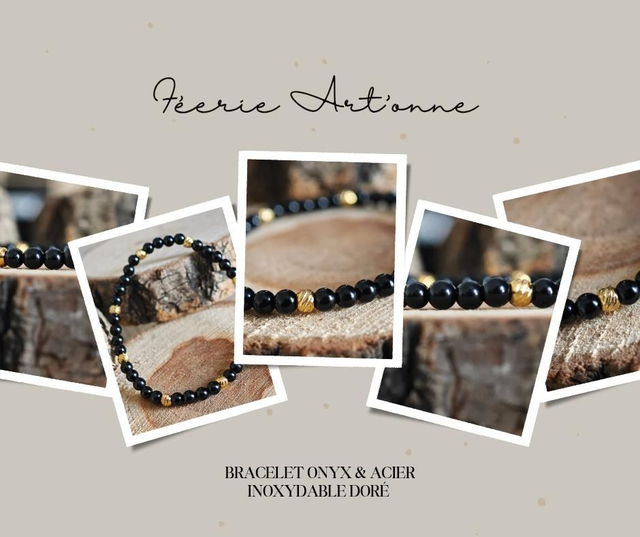 Bracelet Noir &amp; Doré 🖤 Onyx