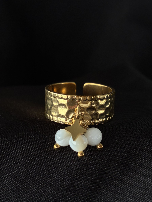 Bague réglable martelée Étoile Perlée Doré