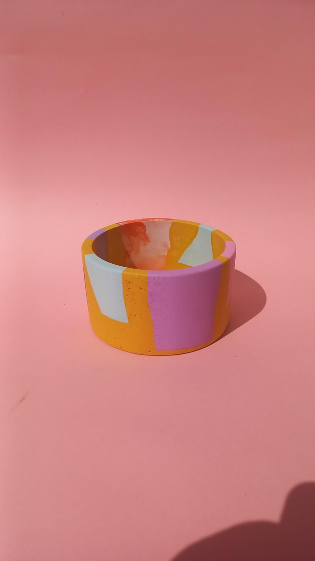  Osłonka na doniczkę, musztardowa doniczka, kolorowe lastryko