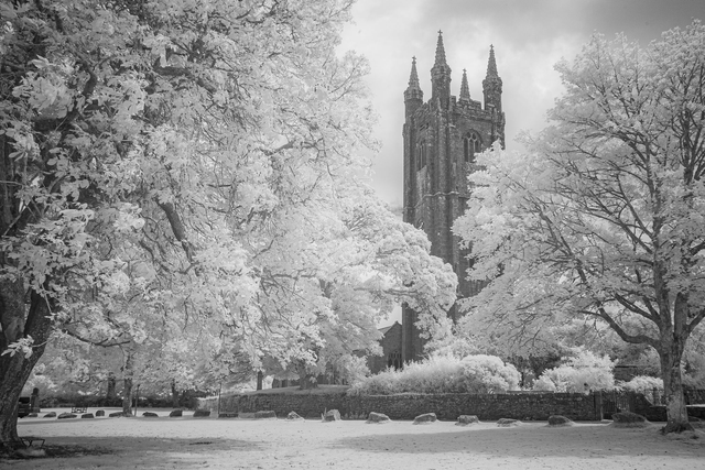 St Pancras Church, Widecombe-in-the-Moor - Dartmoor, Devon. A5 Premium photographic greeting card. Blank inside for your own message.