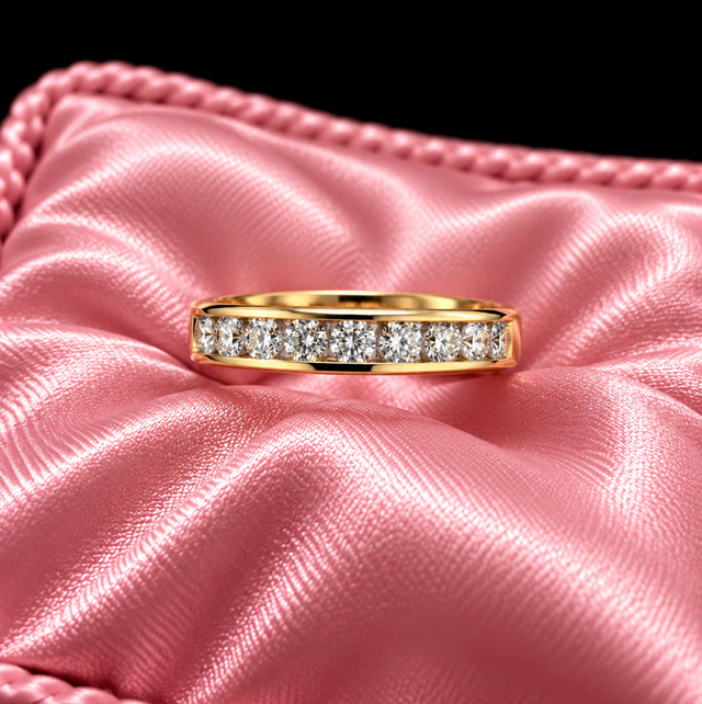 9ct Gold &amp; Diamond Half Eternity Ring 