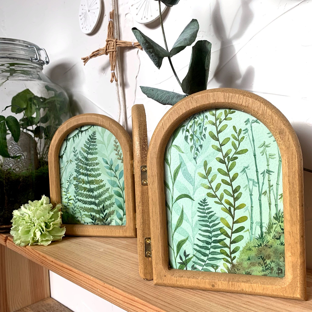 Triptyque fougères - aquarelles originales encadrées