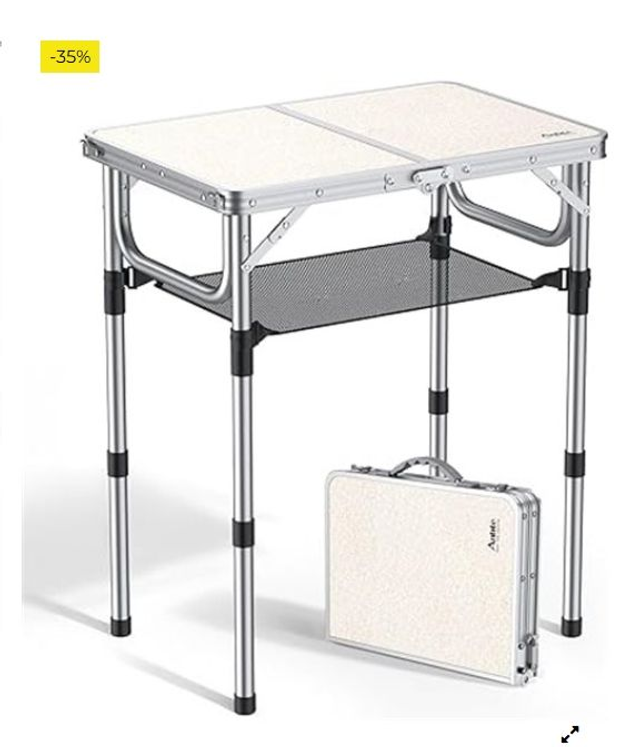 Anbte Mesa Plegable Camping, 59x40x26-48-70cm