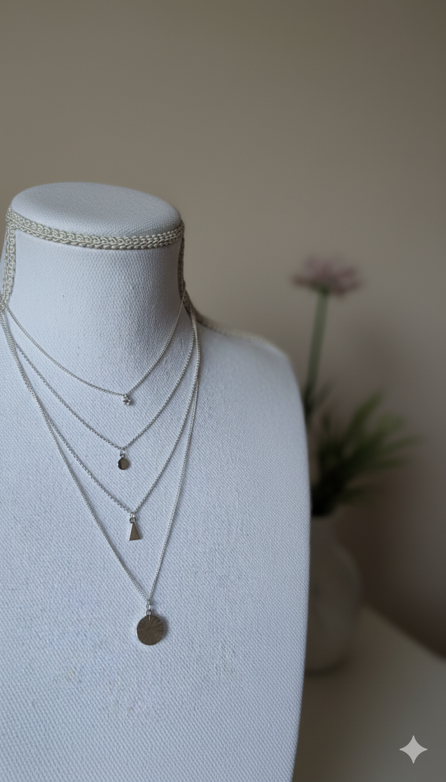 Collier chaînes argenté