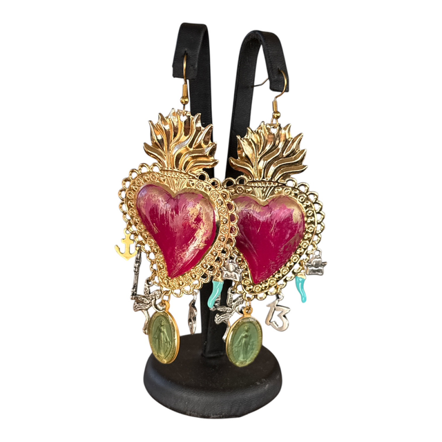 Orecchini cuore sacro e charms 26NG-33
