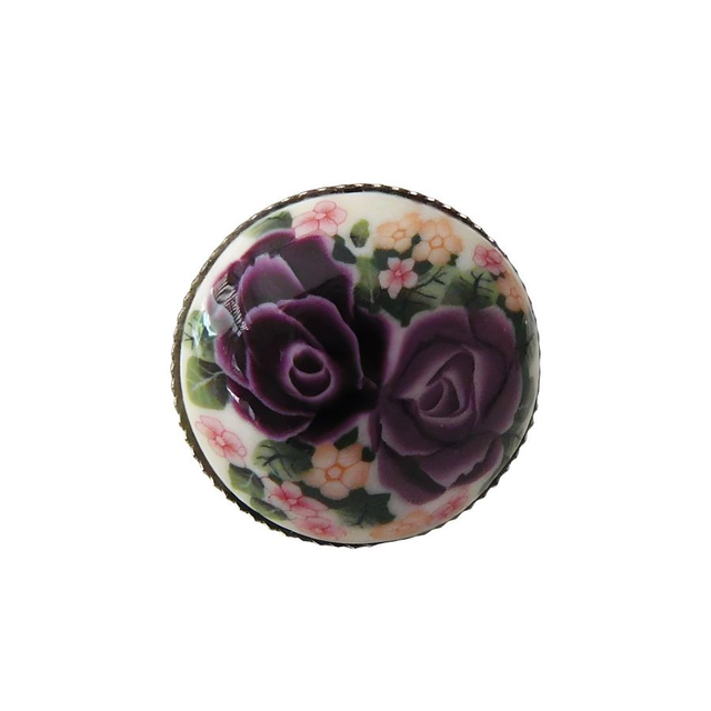Bague ronde florale roses mauves