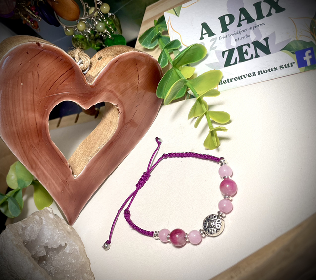 Bracelet Macramé Tourmaline Rose