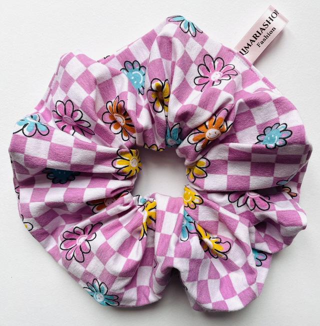Karierte Blumen Scrunchie