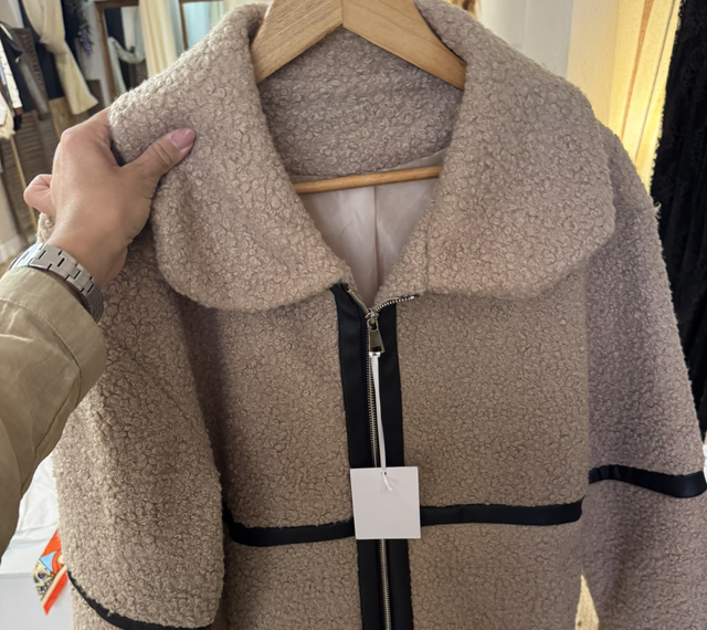 Blouson bouclette et cuir 