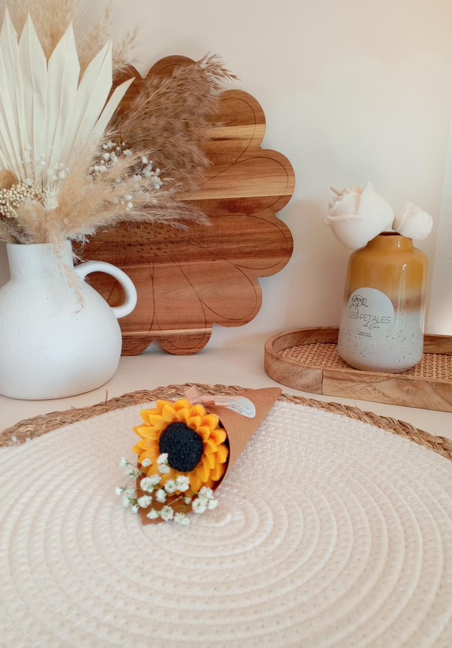 Mini-bouquet de fleurs de cire Tournesol 🌻