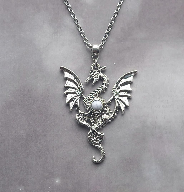 Majestic Dragon Necklace  - White