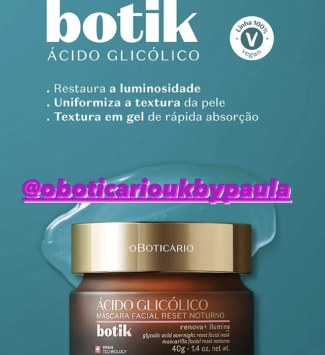 Botik Máscara Facial Reset Noturno Ácido Glicólico 40g