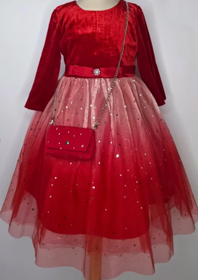 Robe de fêtes avec sac - Rouge étoile &amp; lune