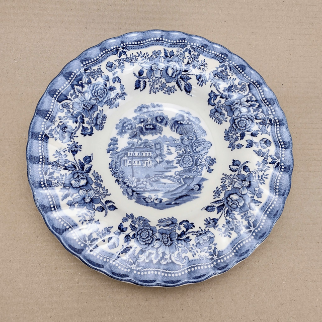 Myott Meakin | Soepbord Diep bord (diameter 23,0 cm | hoogte 4,0 cm) Geschulpt met &#039;Tonquin&#039; motief Blauwe kleur | Vintage