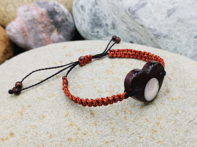 BCO-009 Bracelet gros cœur marron cuivré 