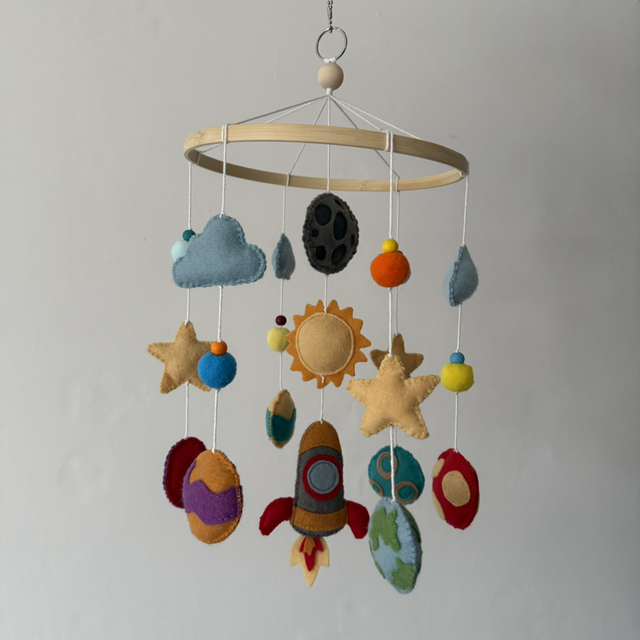 Space felt baby mobile