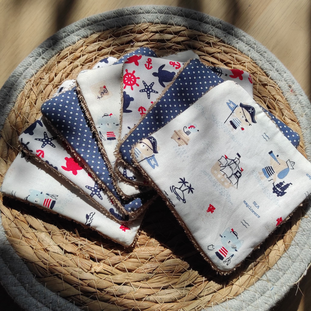 Lingettes lavables &quot;P&#039;tit marin&quot;