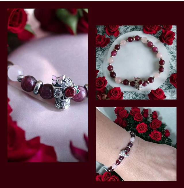 Bracelet Pandolith Grenat/Quartz rose 