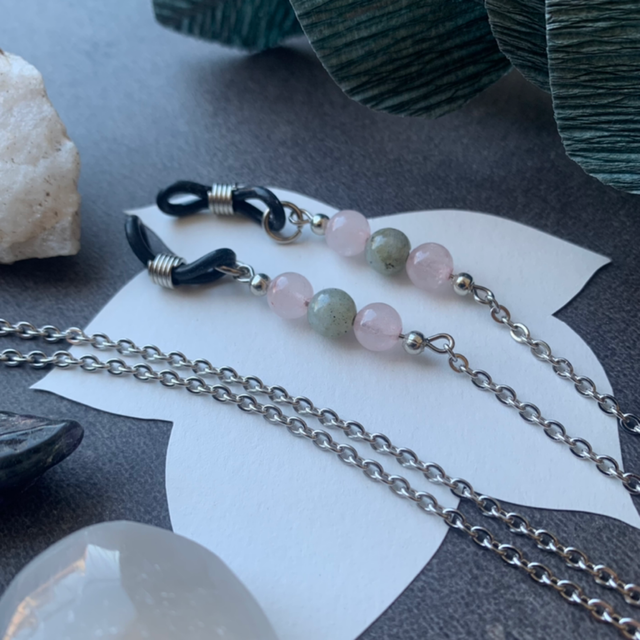 Cordon à lunettes - Quartz Rose Labradorite