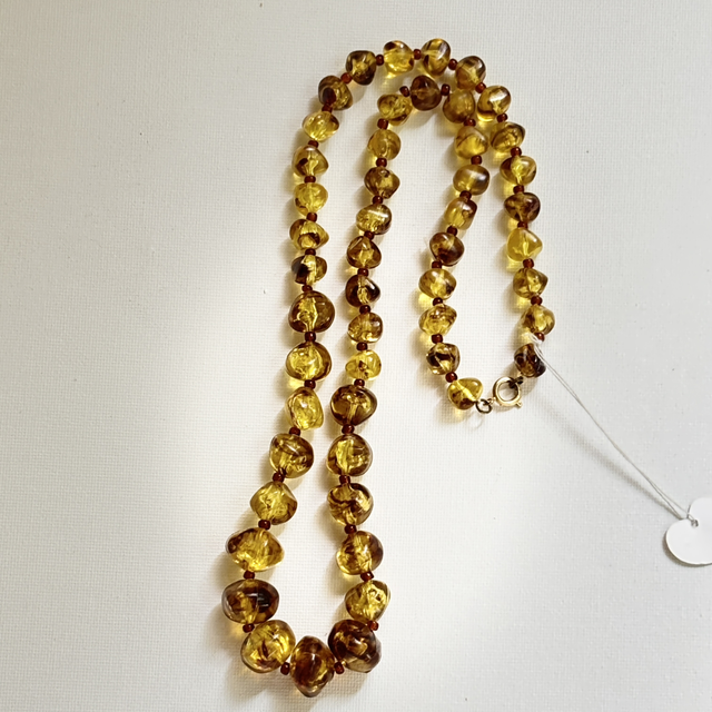 Bernstein Look Kette Vintage L: 32 cm 