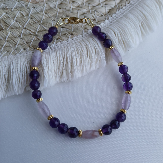 Dames armband Amethist en Amethist kwarts (1.195)