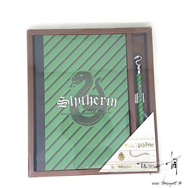 HARRY POTTER - COFFRET PAPETERIE SERPENTARD VERT CARNET STYLO - LI019