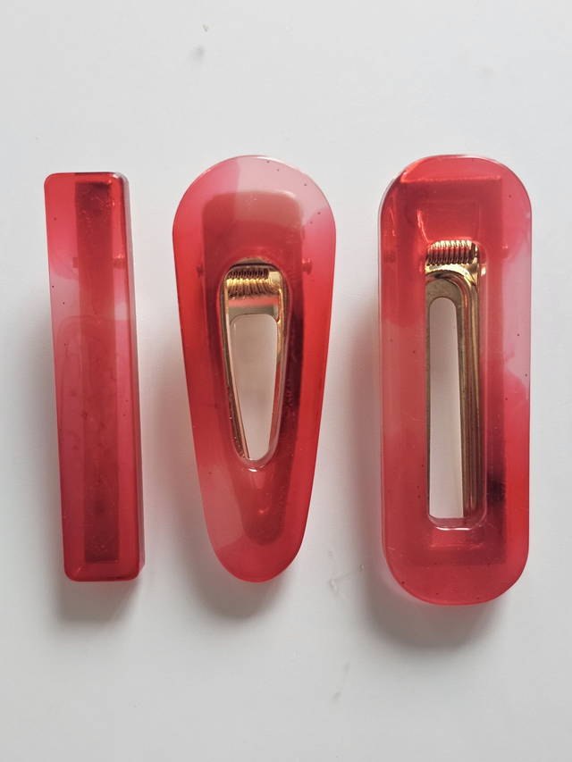 TRIO BARRETTES DÉGRADÉ ROUGE ROSE