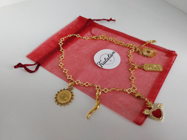  ✨Collier à breloques porte-bonheur &quot;❤️ex-voto coeur royal&quot;✨