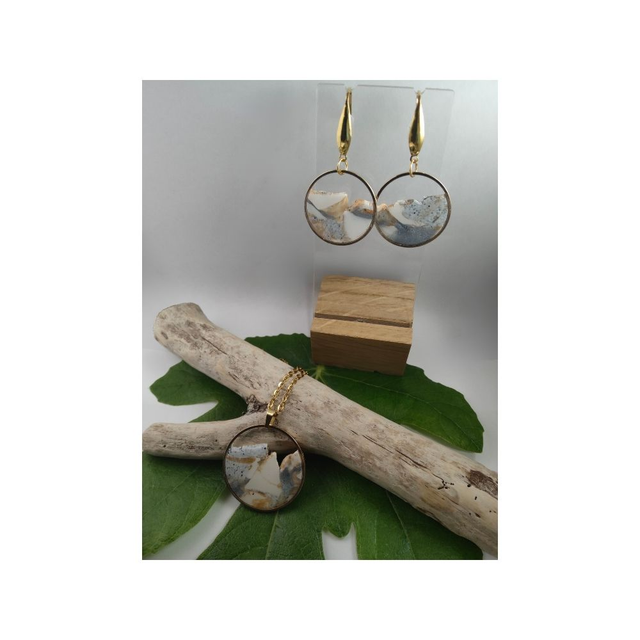 Parure faux granit rond et Doré 