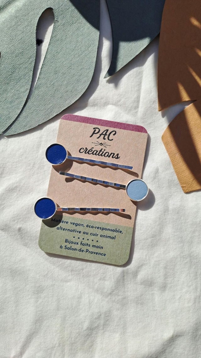 Lot de 3 barrettes pinces à cheveux en matières végétales 