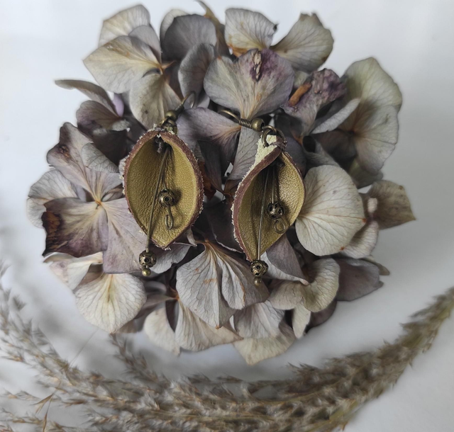 Boucles d&#039;oreilles Feuilles en cuir 
