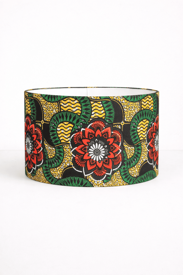 Abat-jour en wax vert, jaune, rouge