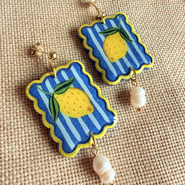 Amalfi Lemon Pearl Earrings - LIMITED EDITION