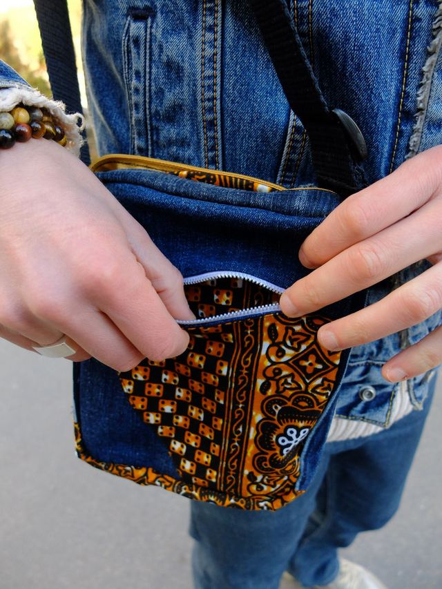 Sacoche MEDINA - Jean recyclé et wax | Création unique