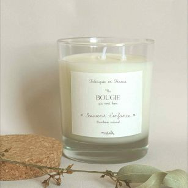 Bougie végétale - 60h - "Souvenir d'enfance" 220Gr