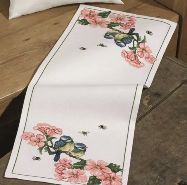  Permin Blue Tit Runner Counted Cross Stitch Kit