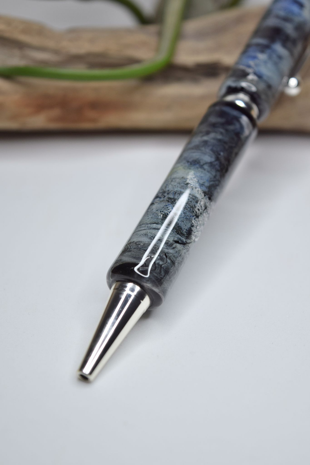 STYLO A BILLE FEUILLE D'ARGENT MONTURE ARGENT