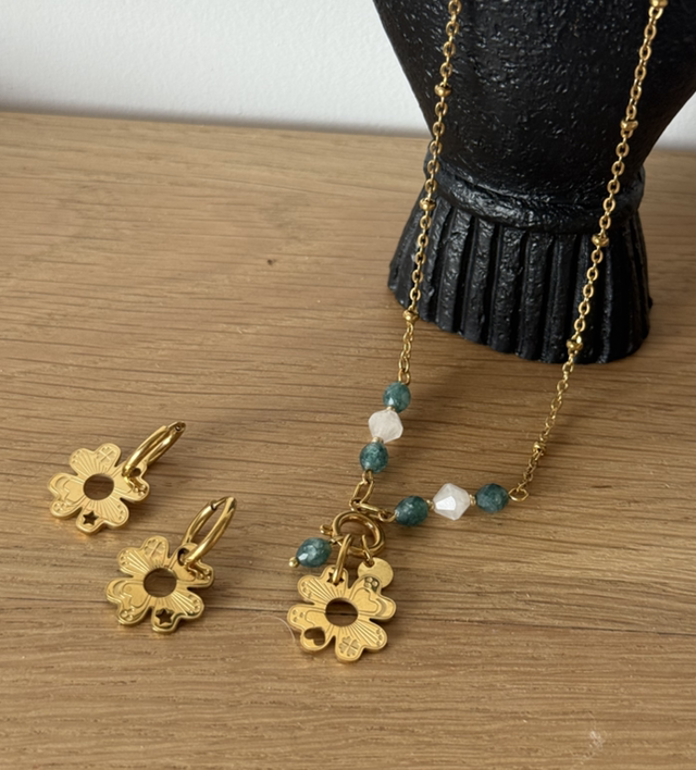 Ensemble trèfle (collier et boucles d’oreilles 