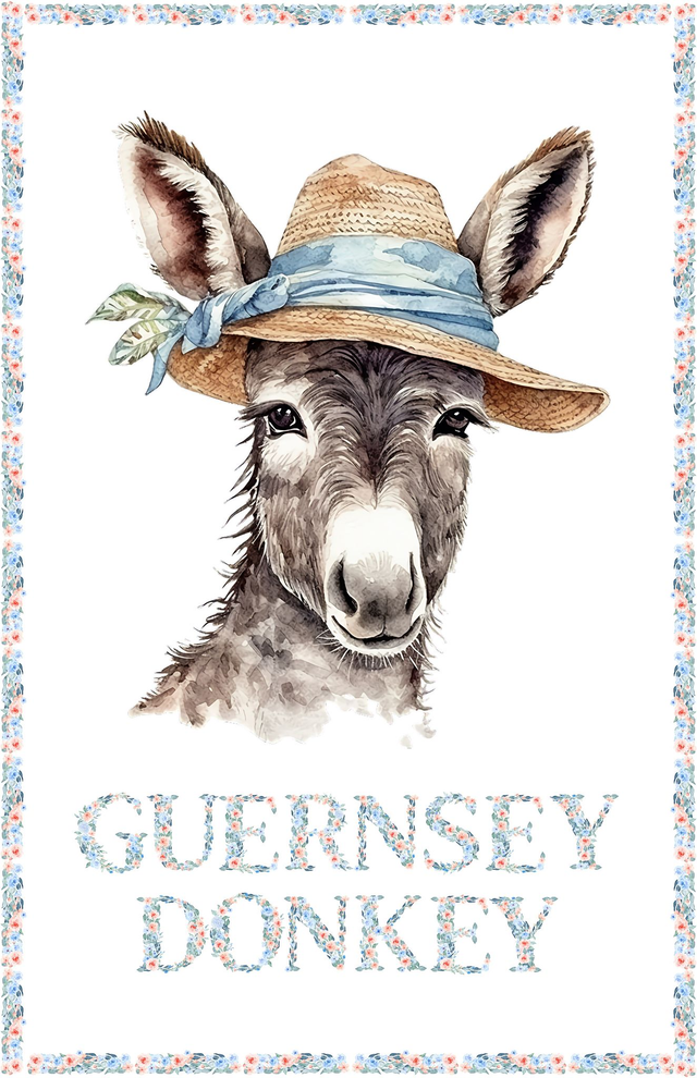 002 TEA TOWEL - GUERNSEY DONKEY TEA TOWEL