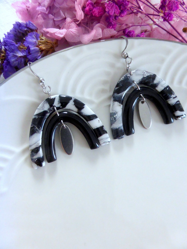 Boucles d'oreilles arc-en-ciel - Poussière d'argent